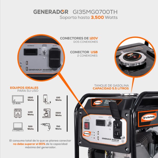 Generador de Energía Inverter Evans 3.5 kVA - Image 3