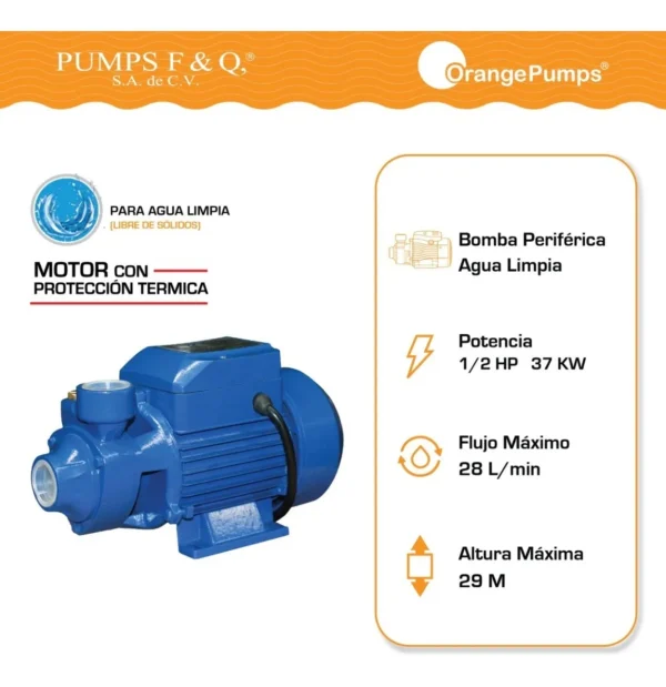 Bomba Periférica Orange Pumps 0.5 HP - Image 2